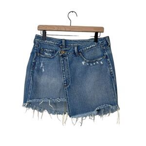 Pistola High-Rise Distressed Denim Skirt | Raw Hem Mini Skirt Women’s 29